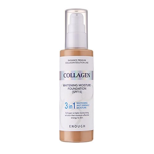 Enough Collagen 3in1 Whitening Moisture Foundation SPF15, 3.38 fl oz/ 100ml - Brightening, Moisturizing, Anti-Aging, Korean Skin Care Makeup (#13 Light Beige, 3.38 fl oz / 100ml)