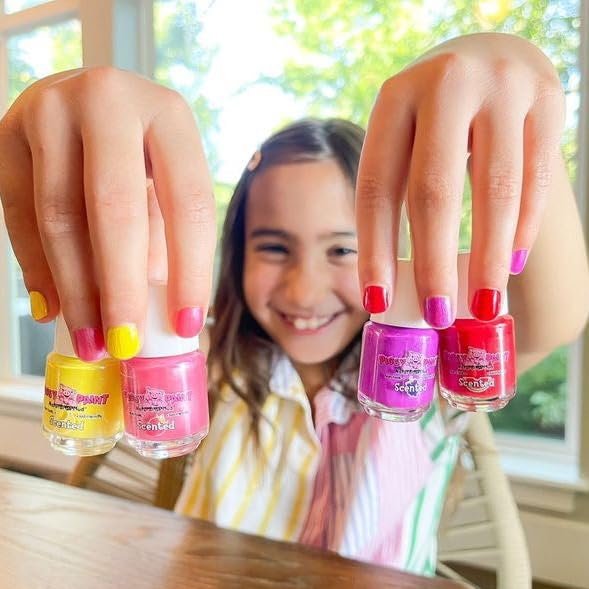 PIGGY PAINT Scented 100% Non-toxic Girls Nail Polish - Safe, Chemical Free Low Odor for Kids, 4 Pack Kit (Scented Silly Unicorns)