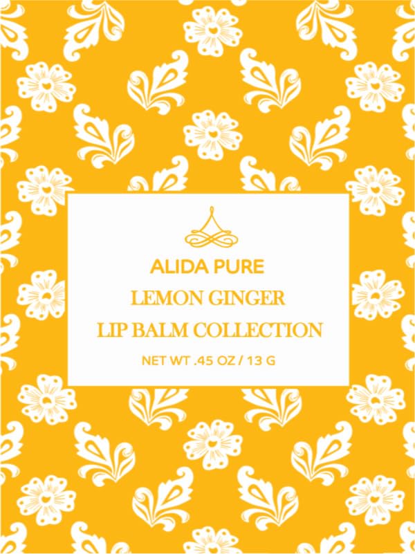 Lemon Ginger Lip Balm Collection, Vegan Set, Bees Wax Free, with Organic Jojoba and Avocado Oil, Vitamin E, Natural Moisturizer For Dry, Cracked, or Chapped Lips, 3 Tube Set