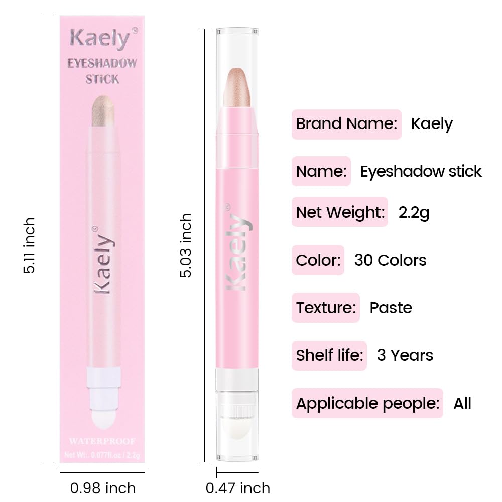 Kaely 2in1 Cream Eye Shadow Brightener Sticks for Eyes, Pencil Eyeshadow Applicator Stick Waterproof Pigmented, Eye Shadow Palette Highlighter Makeup, sombras para ojos, 17 Champagne Shimmer