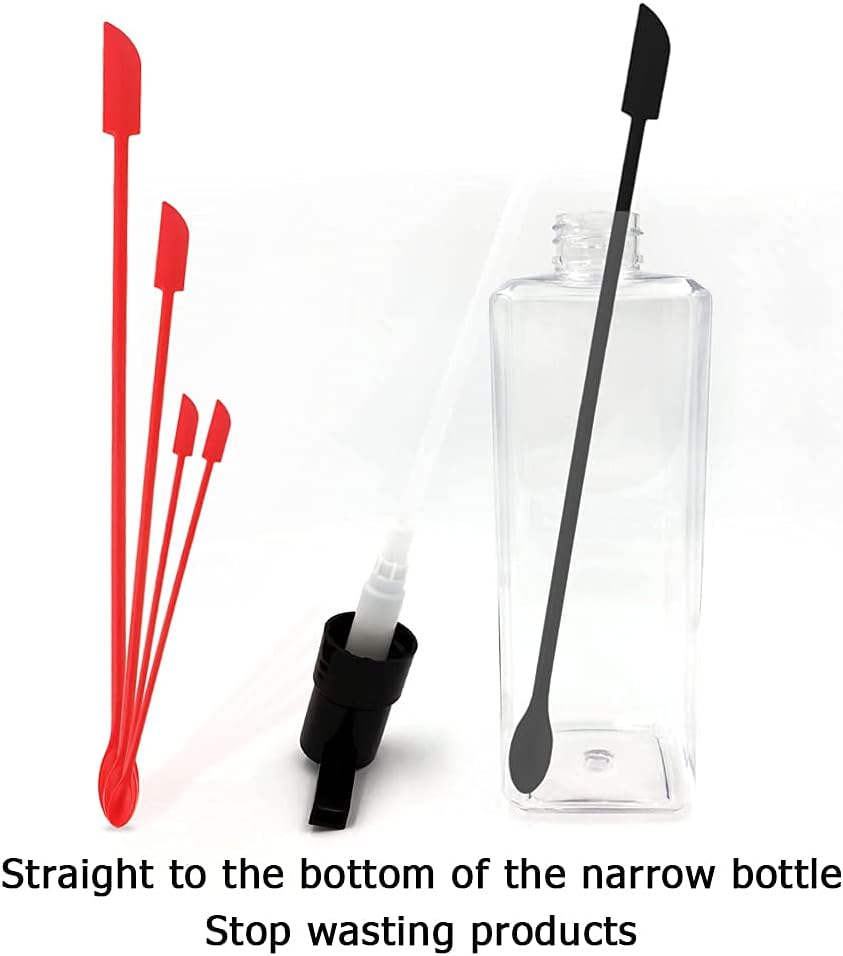 8 Pcs Mini Spatulas Makeup Scraper, Silicone mini spatula for cosmetics, Reusable Small Thin Jar Scraper for Getting Lotion out, Bottle Scraper for Kitchen Food Beauty Make up, Red Black