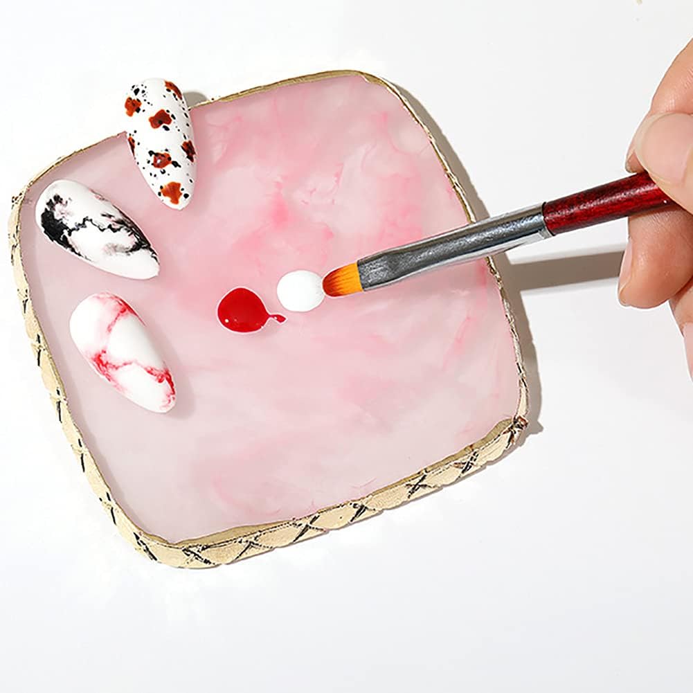 Square Nail Art Palette Painting Makeup Palette Tray Cosmetic Nail Gel Polish Colors Mixing Pallet Pink