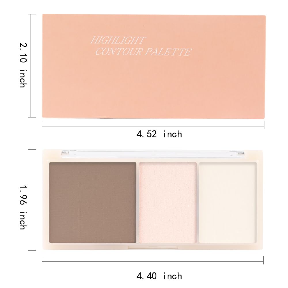 3 IN 1 Brown Nude Face Highlight Bronzer Powder Palette for Face Cheeks Contour Brightening, Buildable Matte Coverage Natural Makeup,Ultra Sculpt Nose Shadow Eyeshadow Primer 03#