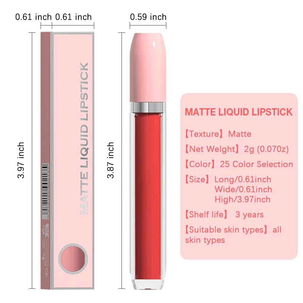 BINGBRUSH Super Matte Longwear No-Budge Stay On Smudge Proof Liquid Lipstick Long Lasting Makeup for Women,Highly Pigmented Color and Instant Shine, Cheeky