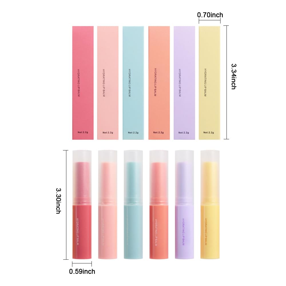 Nourishing Lip Balm for Dry & Chapped Lips, 6Pcs Ideal Lipstick Primer for Women, Deep Moisturization Chapstick, Vegan Tinted Lip Balm, Hydrating, Fall Winter Lip Care