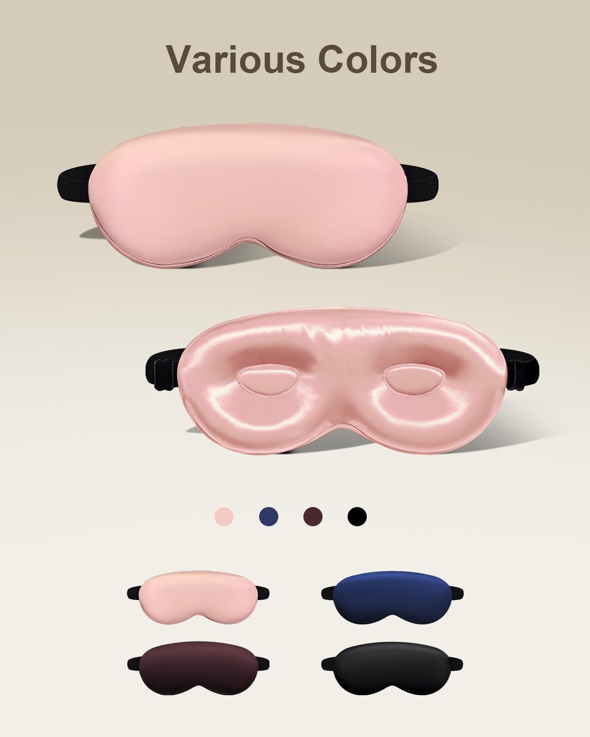 Luxury 22 Momme 100% Mulberry Silk Sleep Mask – 3D Eye Mask with Adjustable Strap, Gentle on Skin and Eyes, Provides Complete Light Blockage for Deep Sleep (Pink, Adjustable)