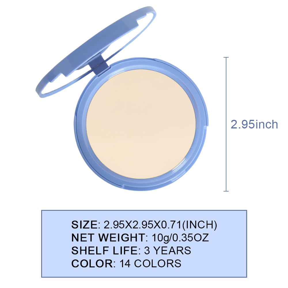 evpct Oil Control Pressed Face Powder Compact for Women, Translucent Setting Powder Makeup Foundation for Women, Waterproof Long Lasting Lightweight, polvo compacto de maquillaje, 14 Nude Translucent