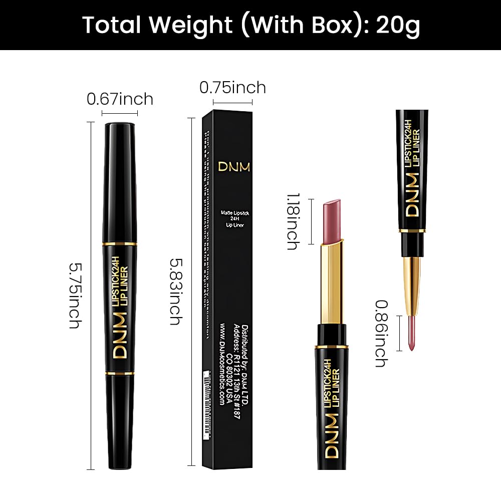 evpct 1Pcs Light Mauve Red Matte Lip Liner and Lipstick Combo Set Kit for Women, Magic Neutral Lipstick 24 Hours Original Lipsticks and Lips Liner Pencil Stain Makeup Long Lasting Waterproof, 22#