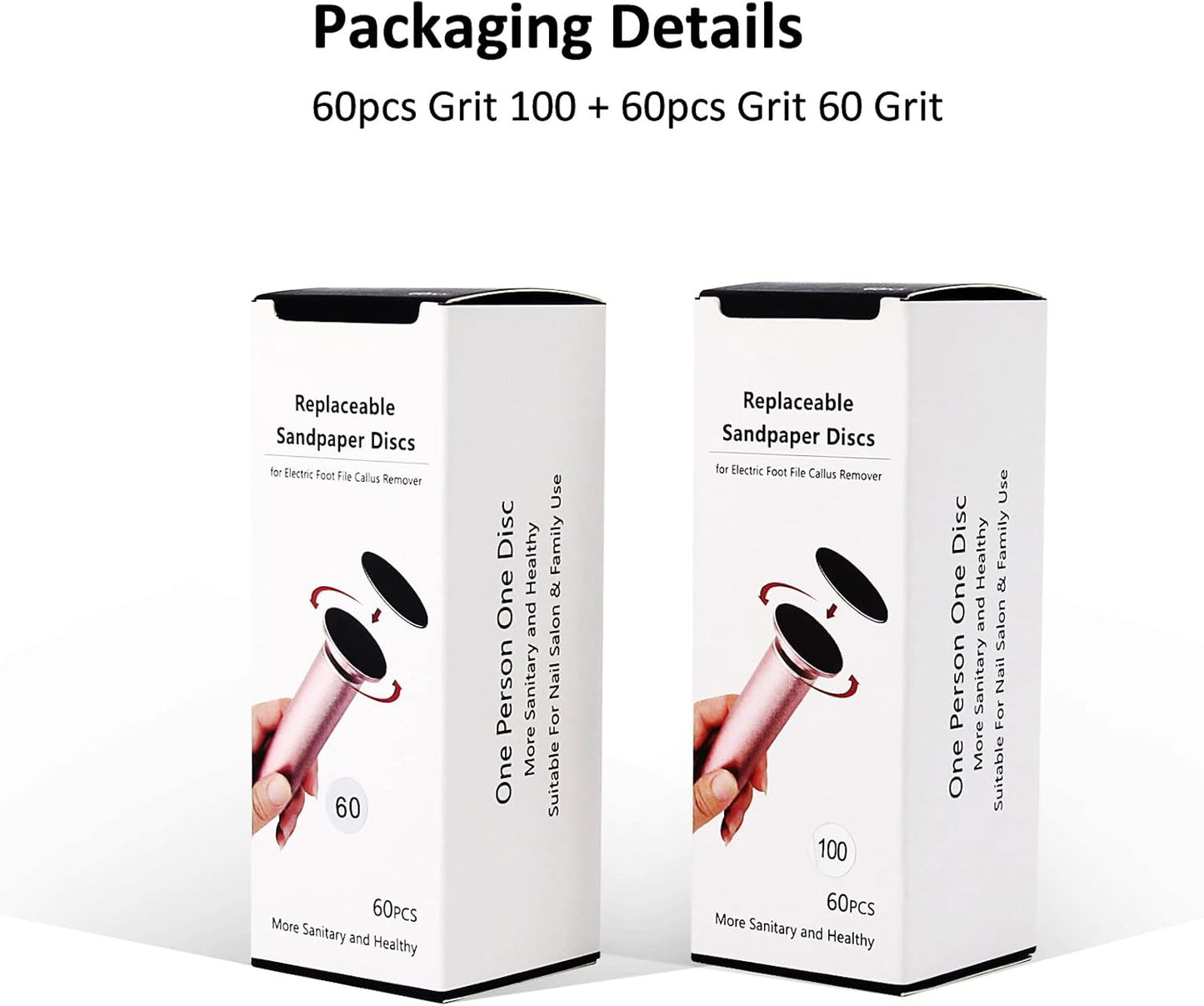 120pcs Replaceable Sandpaper Refill Discs for Electric Foot File Callus Remover Dead Skin Removal (60pcs Rough 60 Grit, 60pcs Smooth 100 Grit)