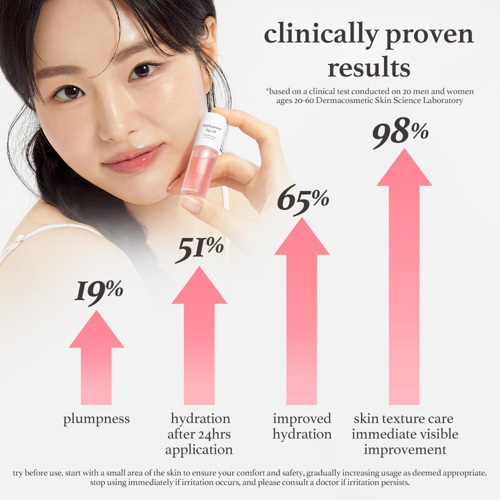 NOONI Korean Lip Oil - Applepeony | Long-Lasting, Moisturizing, Plumping, Revitalizing for Dry Lips, Waterproof, No Peel Off, Hydrating, Nourishing Crystal Clear, 0.12 FL Oz