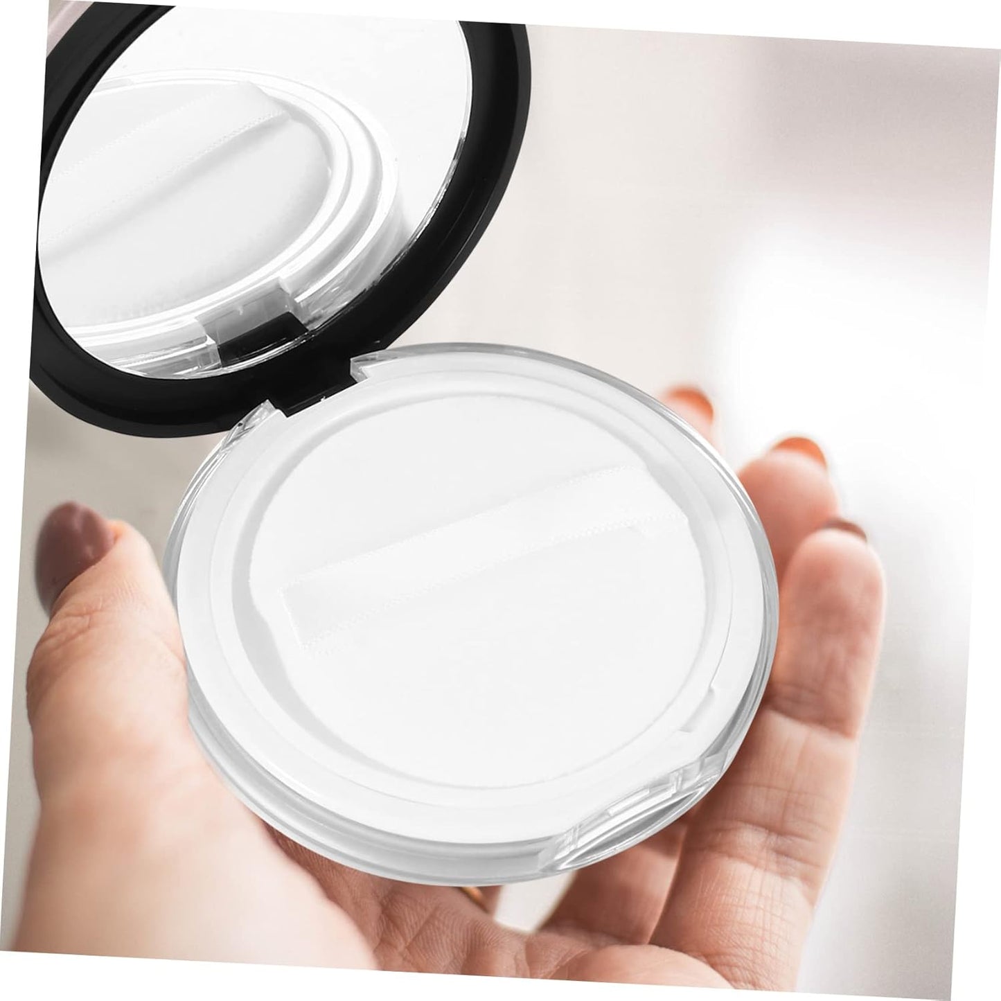 Beaupretty 2pcs Powder Compact Container, Plastic Empty Makeup Loose Powder Case with Puff and Elasticated Net Sifter
