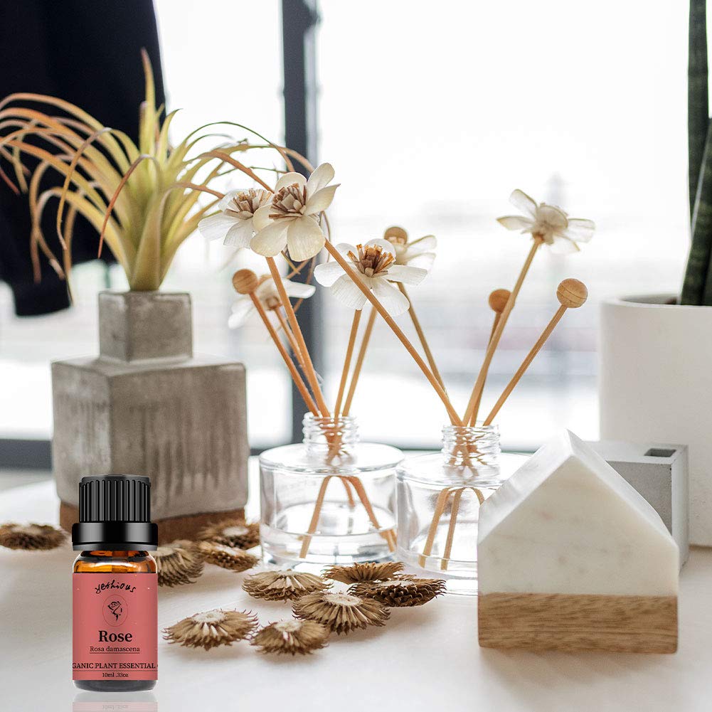 yethious Rose Essential Oil Organic Flower Natrual Peony Essential Oil for Diffuser, Skin Care, Soap/Candles Making - 2 X 10ML Essential Oil Set Gift