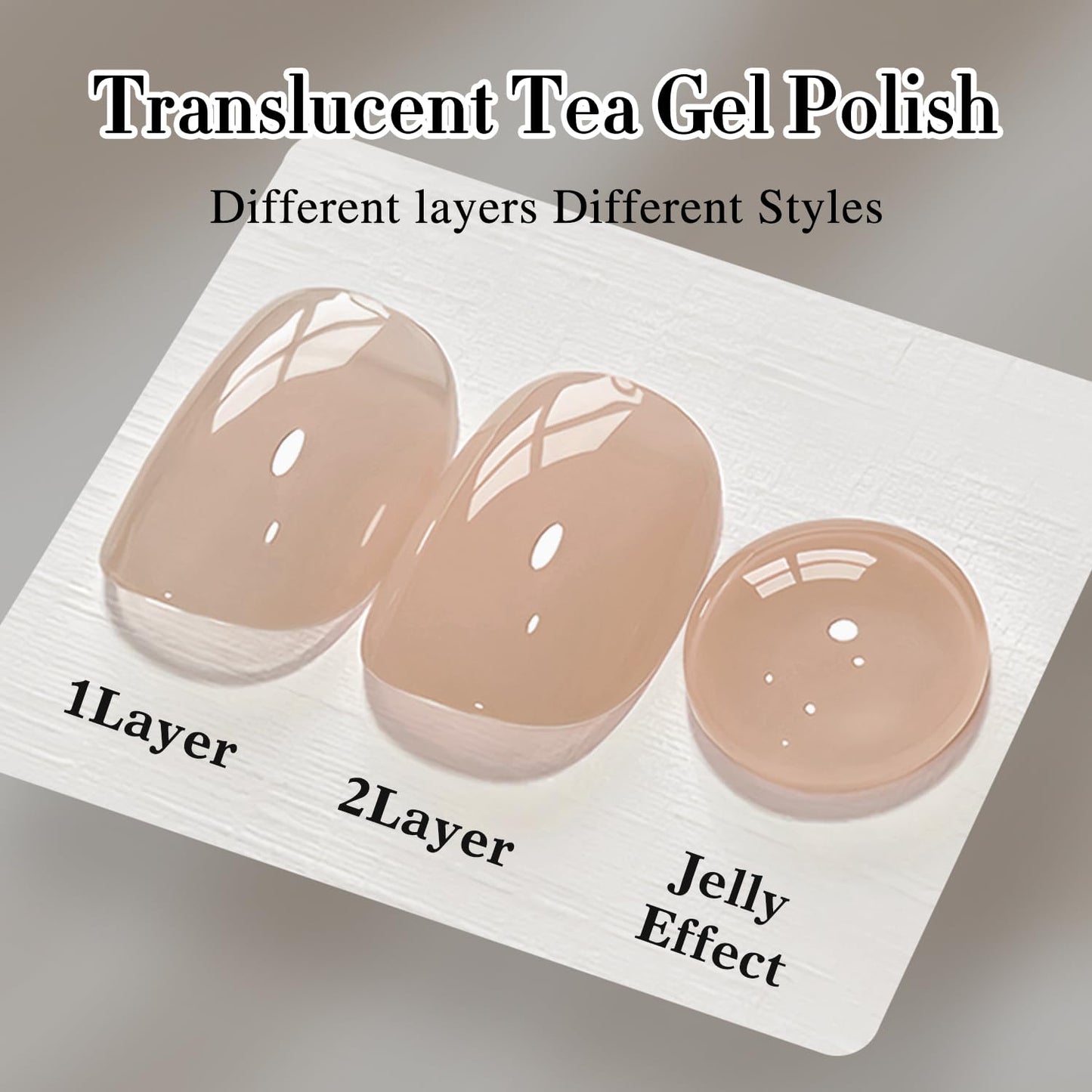 Double Rhythm 0.50 OZ Translucent Gel Polish Same Color Same Bottle Sheer Pastel Neutral Natural Milky 15 ML Jelly UV Nail Art DIY at Home (Translucent Tea-A1496)