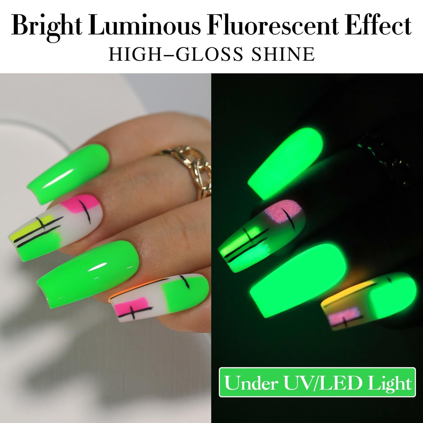 Double Rhythm Translucent Gel Polish Sheer Neutral Natural Light Milky Same Color Same Bottle 15ML Jelly UV Nail Polish Nail Art DIY at Home (Neon Glow Green-A1421)