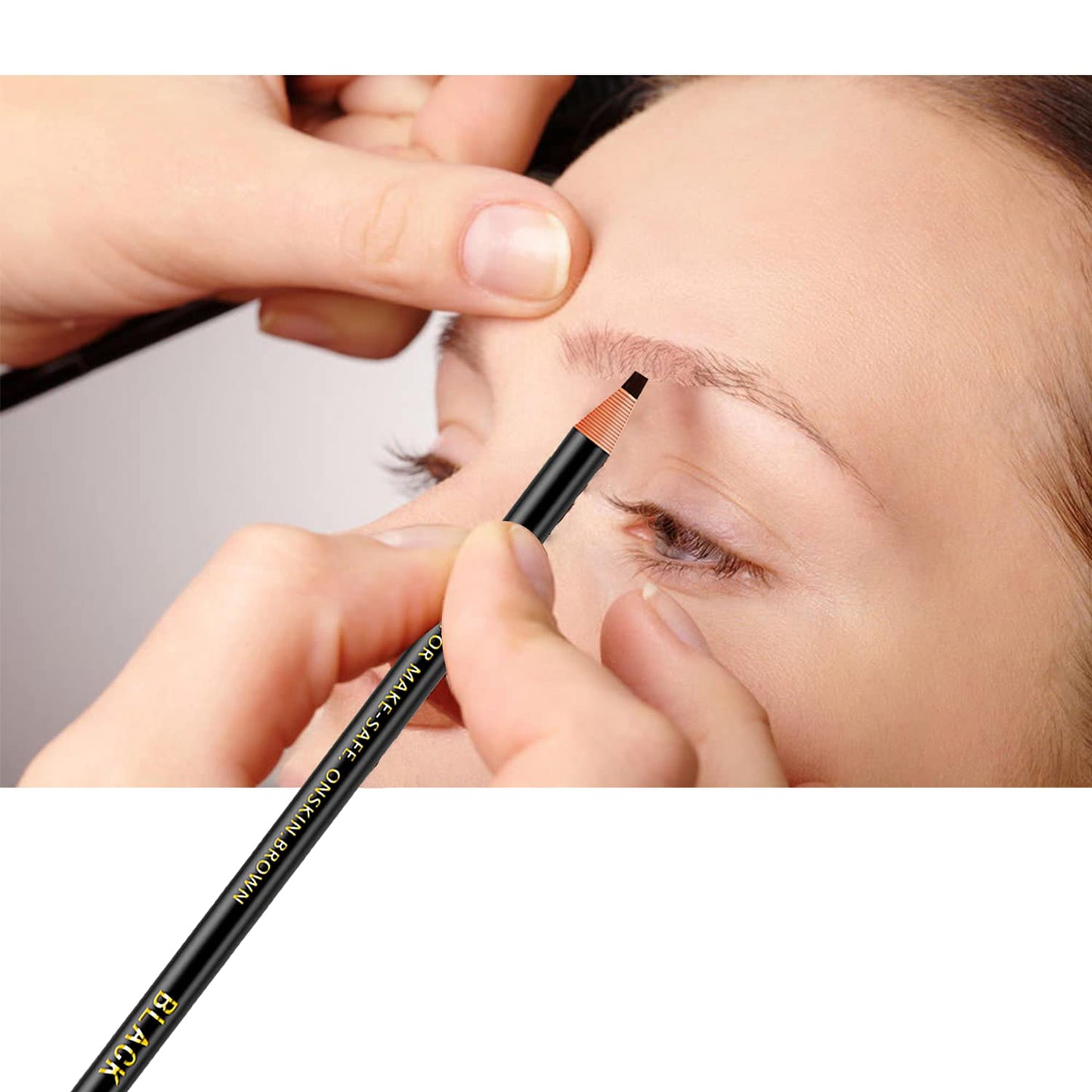 6 Piece Black Colour Waterproof Eyebrows Pencil Tattoo Makeup And Microblading Supplies Kit-Permanent Eye Brow Liners In Waterproof Eyebrow Pencils Peel - Brow Pencil Set For Marking