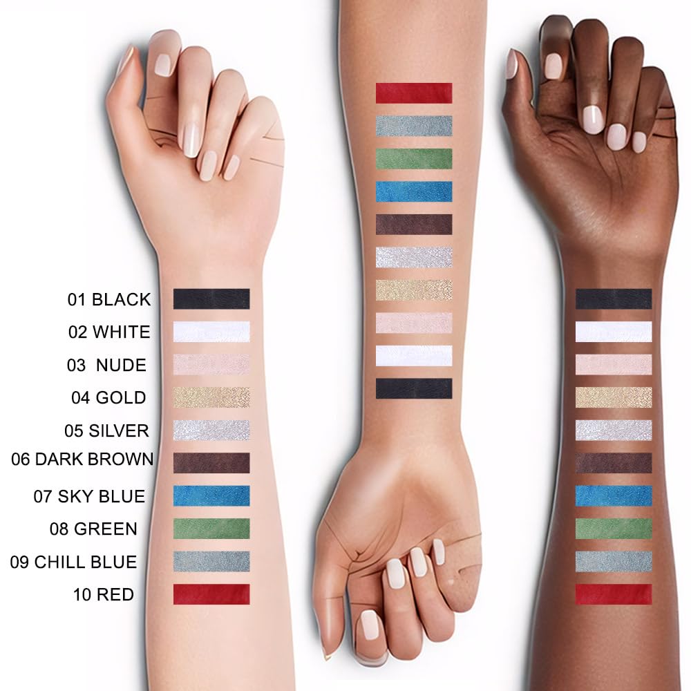 evpct 2Pcs Nude Color Gel Glitter Eyeliner Pencils Set for Women Waterline Waterproof Smudge Proof lapiz de ojos delineador de ojos contra el agua Eye Liner Makeup