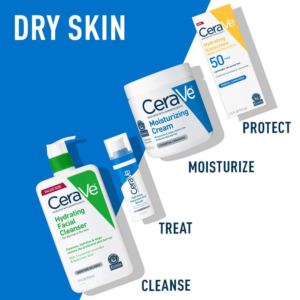 CeraVe Moisturizing Cream and Hydrating Face Wash Trial Combo, 12oz Cream + 3oz Travel Size Cleanser
