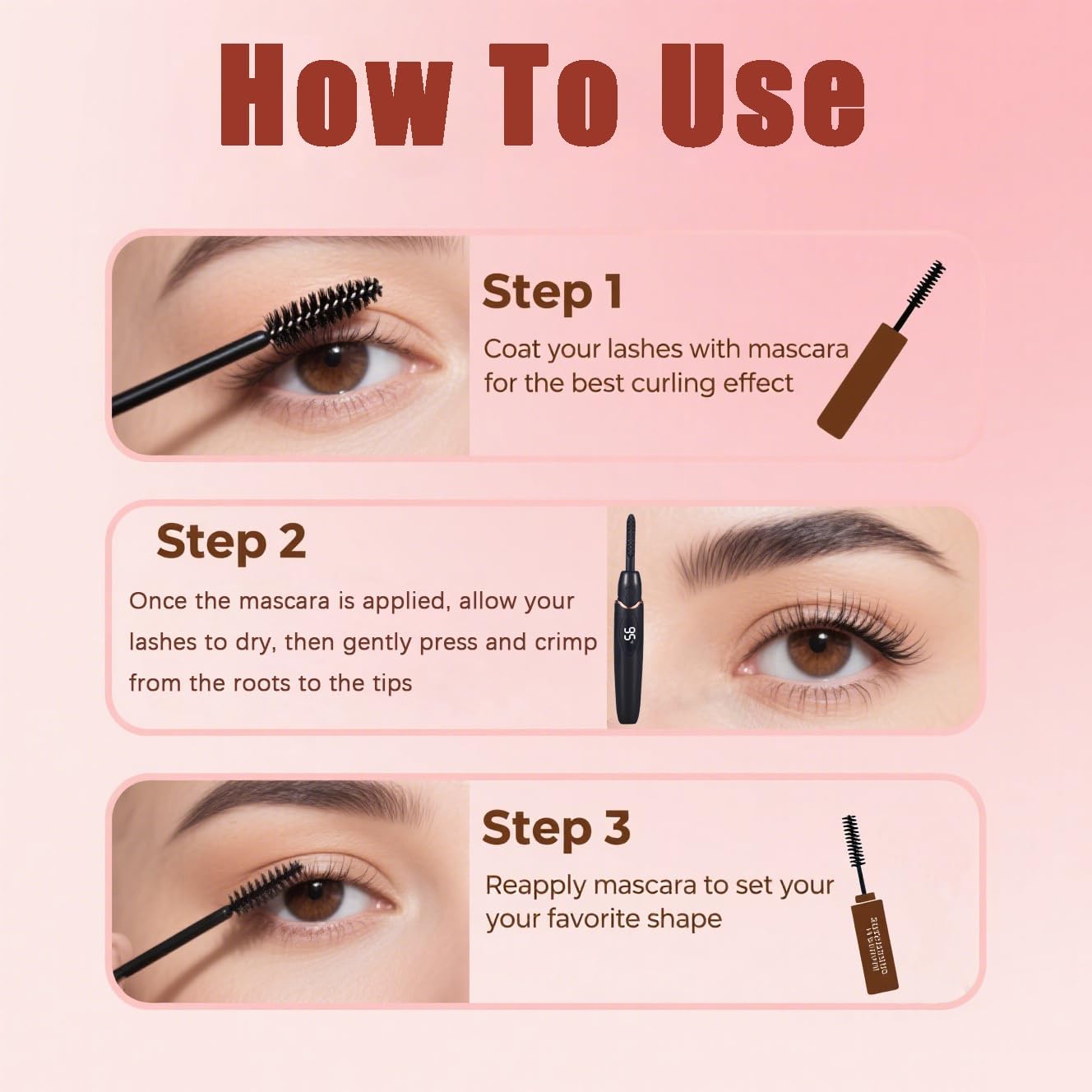 Heated Eyelash Curlers Electric Eyelash Curler with LED Display, 4 Temperature Modes Anti-Burn USB Rechargeable Natural Curling 24H Long Lasting for Women Makeup Tools Gifts