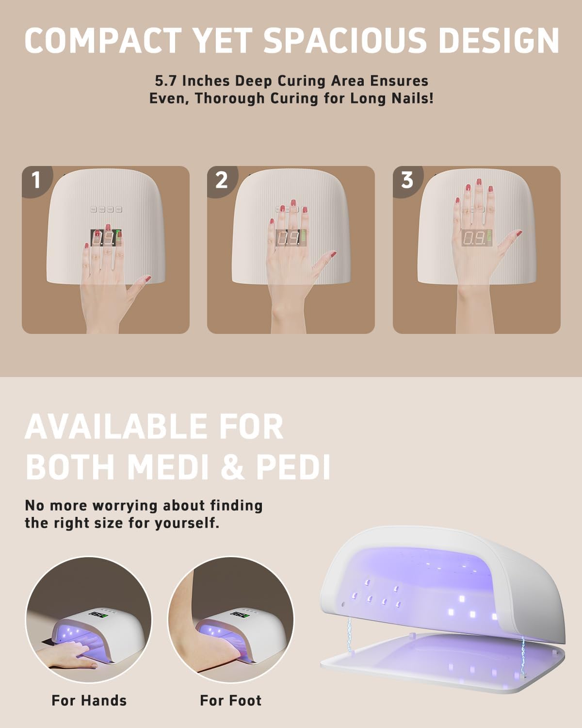 Rechargeable LED Nail Lamp, 72W Professional UV Nail Light for Gel Polish with 4 Timers & Smart Sensor, 24 PCS Powerful Lamp Beads, LCD Display UV Dryer for Hard, Extension & Acrylic Gel Fast Curing