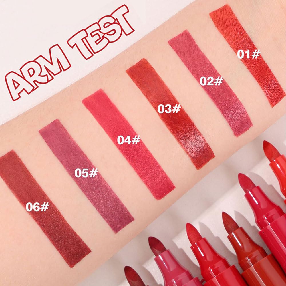 Lip Stain, Waterproof lip tint, Matte Color Look, Longlasting All Day Wear Lip Color, Smudge Proof Natural Finish, Precise Chisel Tip Marker,non sticky lip gloss,kiss proof lip color 06#