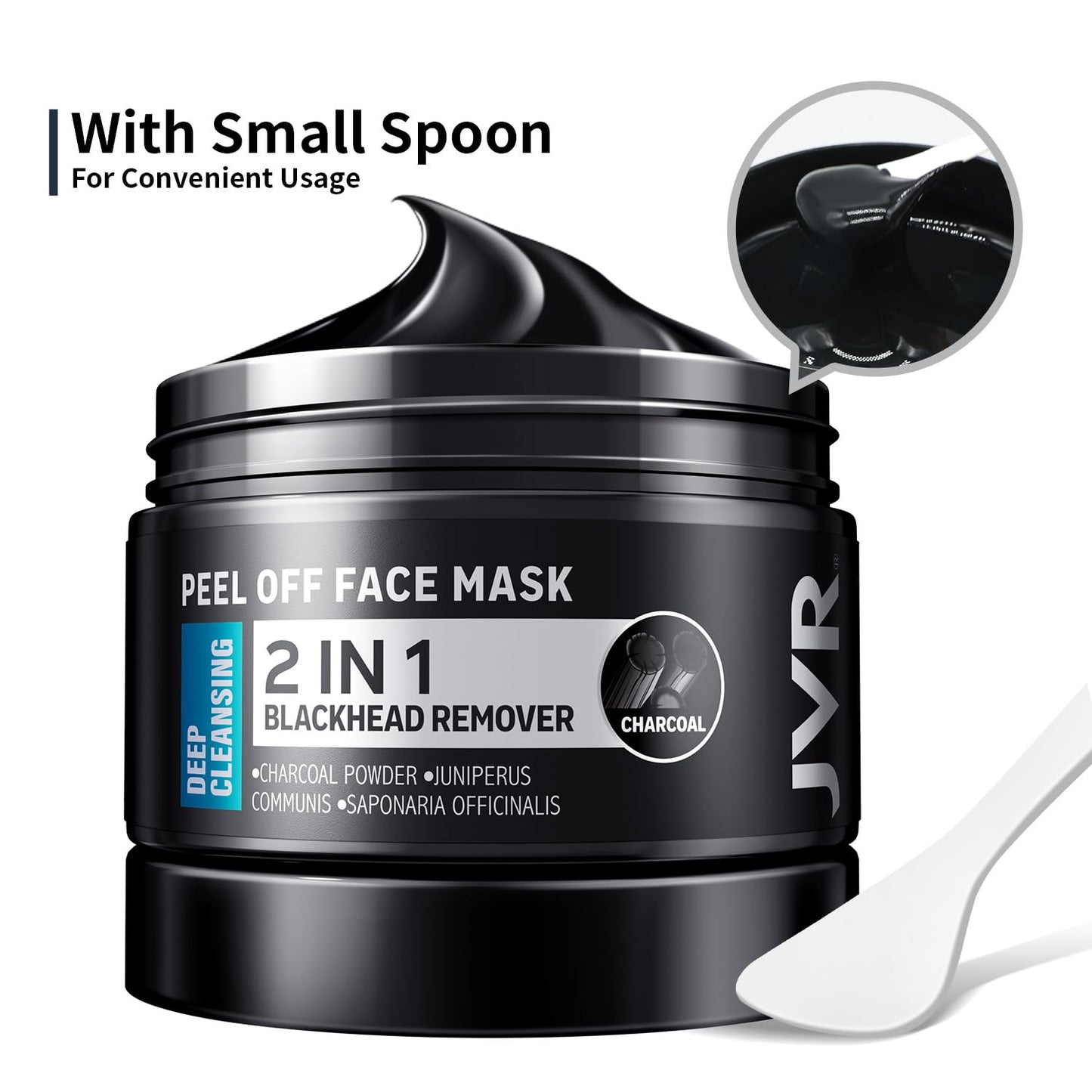 JVR Peel Off Face Mask, Blackhead Remover Mask for Men, Charcoal Peel Off Black Mask, Facial Mask Purifying and Deep Cleansing for All Skin Types 8.46 OZ