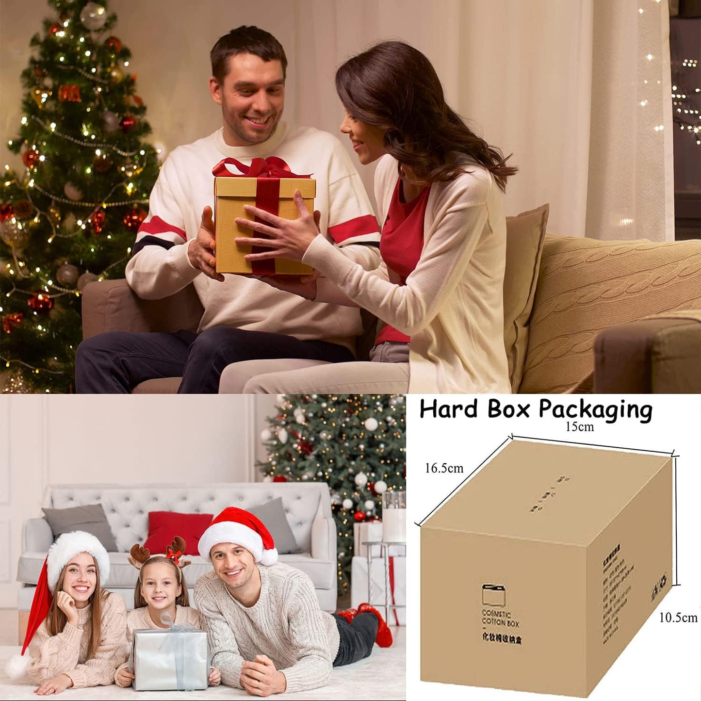 Tecbeauty Large Qtips Holder - 2 Grid Cotton Swab Dispenser, Bathroom Organizer with Cotton Balls, Pads Storage Canisters, Hinged Lids, Blue