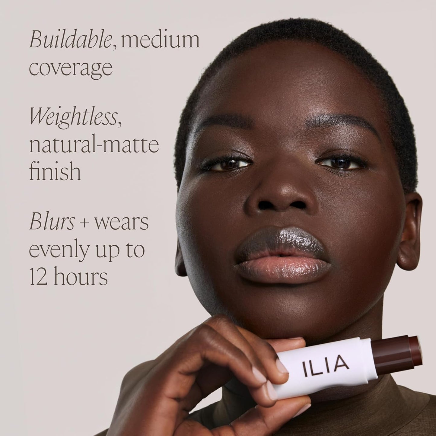 ILIA - Skin Rewind Complexion Stick - Foundation + Concealer + Skincare | Non-Toxic, Vegan, Cruelty-Free, Clean Makeup (9N - Tupelo, 0.35 oz | 10 g)