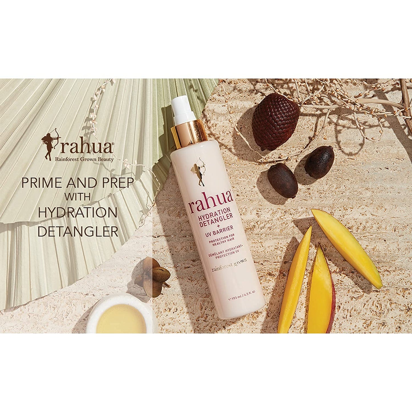 Rahua Hydration Detangler + UV Barrier, 2 Fl Oz, Moisturizing Formula Softens Hair, Smooths Frizz, Prevents Breakage and Damage, Creates Instantly Brushable Hair, Travel Size, TSA-Approved, Vegan