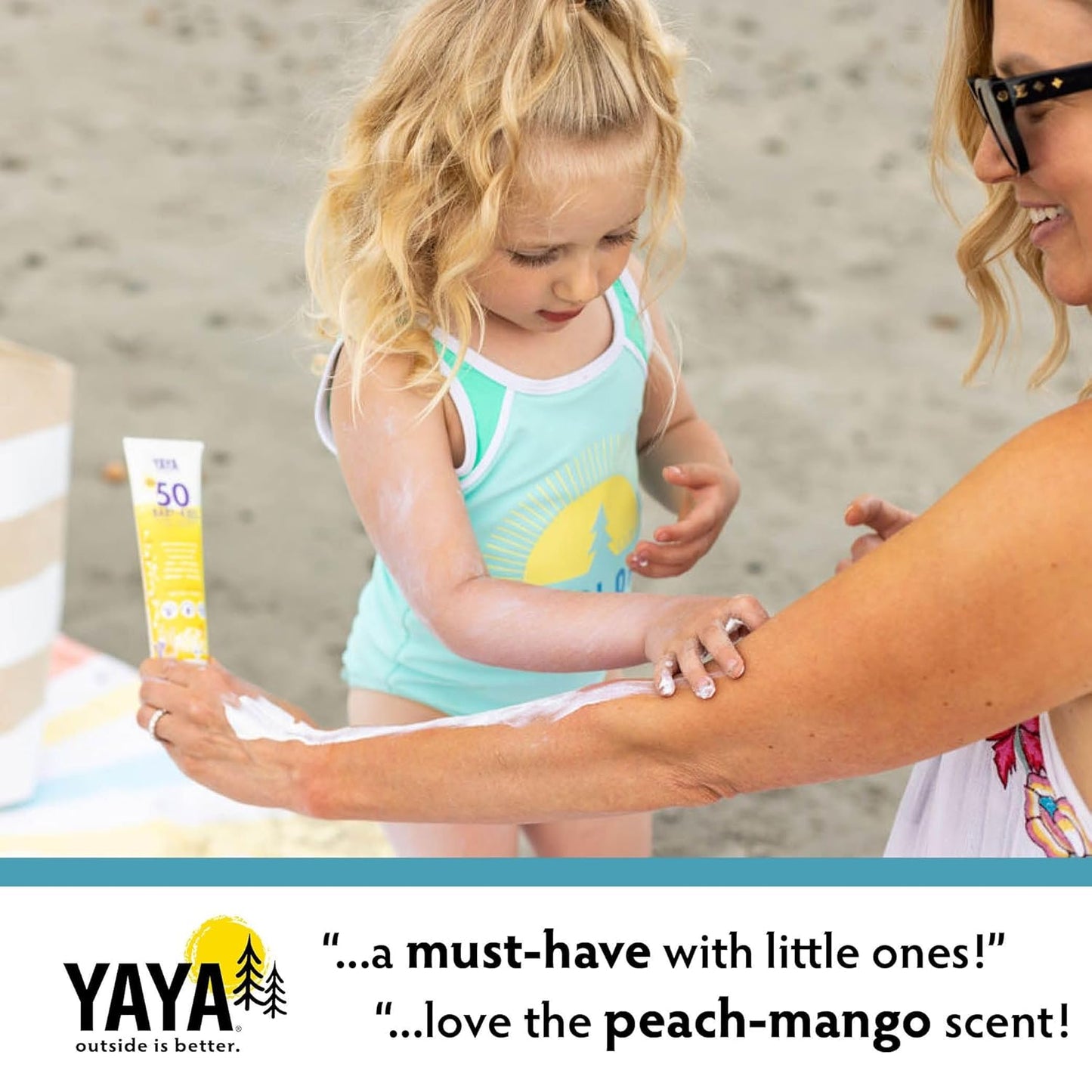 YAYA ORGANICS Baby + Kids Mineral Sunscreen with Free Sponge Applicators, SPF 50, Reef-Friendly, Non-Nano Zinc Oxide, Hypoallergenic, 3 oz, 2-pack