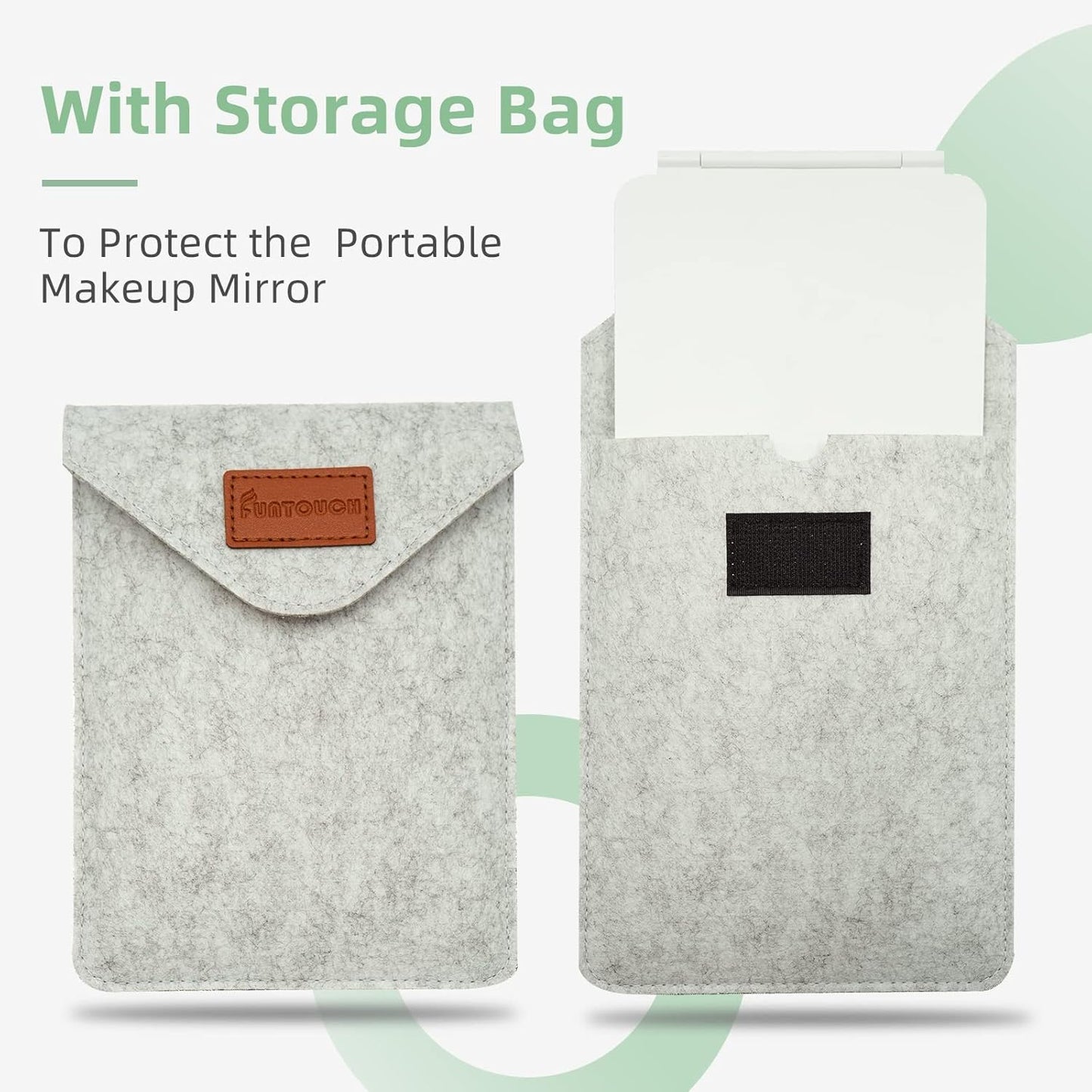 FUNTOUCH Rechargeable Travel Makeup Vanity Mirror with 72 LED Lights, Portable Lighted Beauty Mirror, 3 Lighting Modes, Dimmable Touch Screen, Tabletop Folding Cosmetic Mirror with Storage Bag