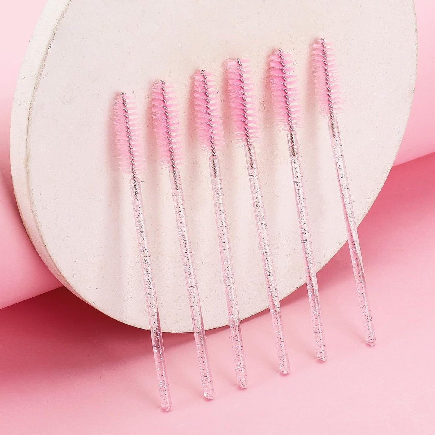 Tbestmax 1200 Disposable Mascara Wands Eyelash Brush Spoolies for Eyebrow Eye Lash Extension, Makeup Brushes Applicators Kits - Pink