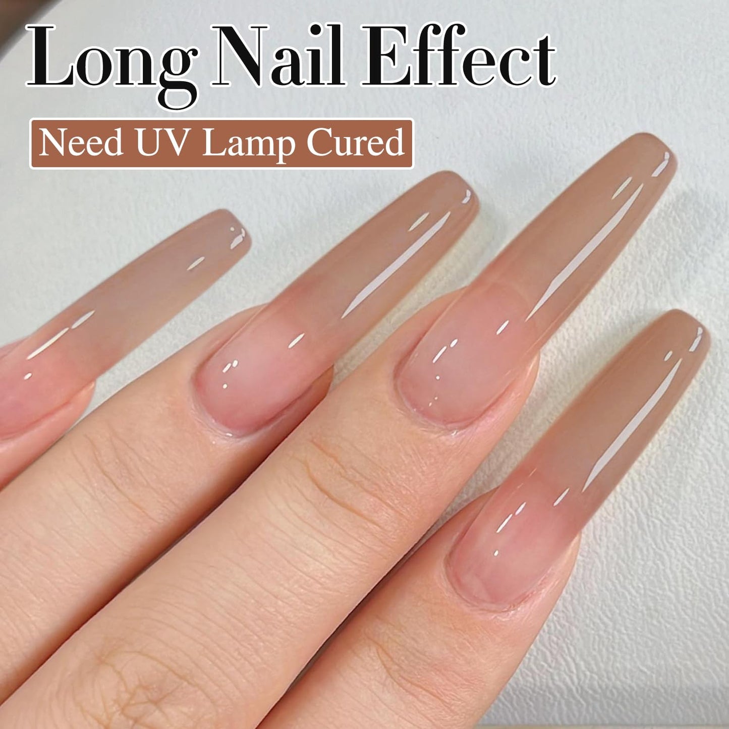 Double Rhythm 0.50 OZ Translucent Gel Polish Same Color Same Bottle Sheer Pastel Neutral Natural Milky 15 ML Jelly UV Nail Art DIY at Home (Light Brown-A1529)