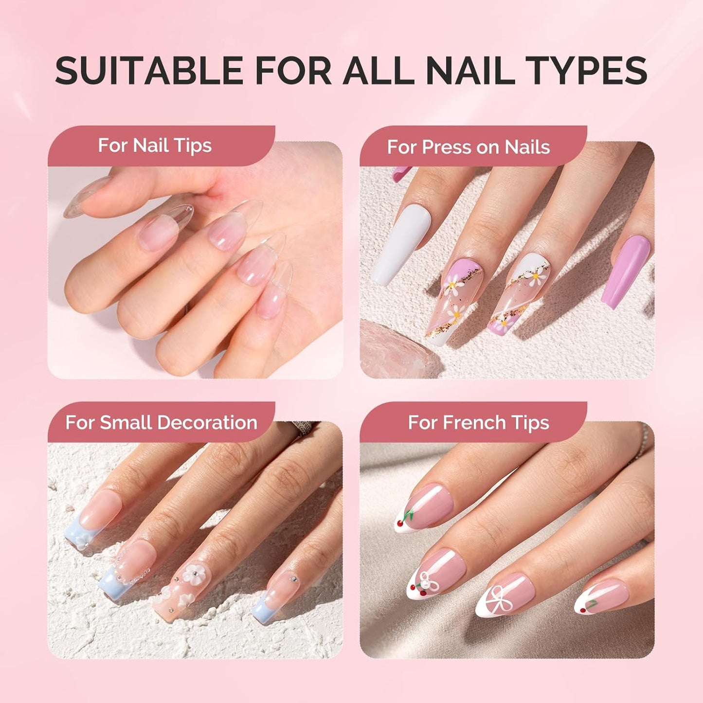 Melodysusie Brush-On Nail Glue for Acrylic Nails Press on Nails Quick-Drying Super Strong Long Lasting Adhesive for Nail Tips Fake Nails No UV Lamp Needed with Easy Application 10ml*3