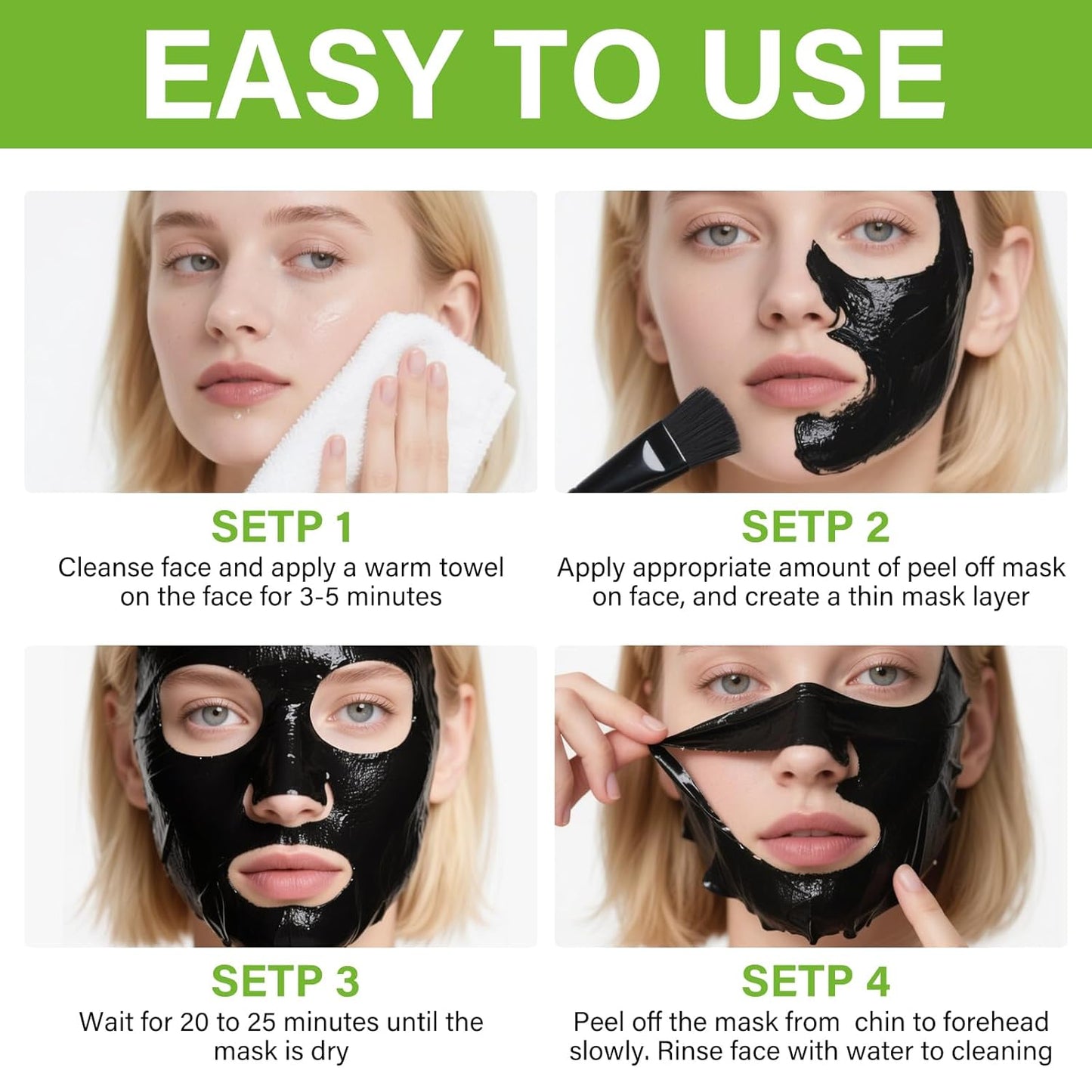 Blackhead Remover Mask for Women & Men, Bamboo Charcoal Peel Off Black Masks,Oil Control Deep Cleansing,for All Skin Types(4.23OZ)