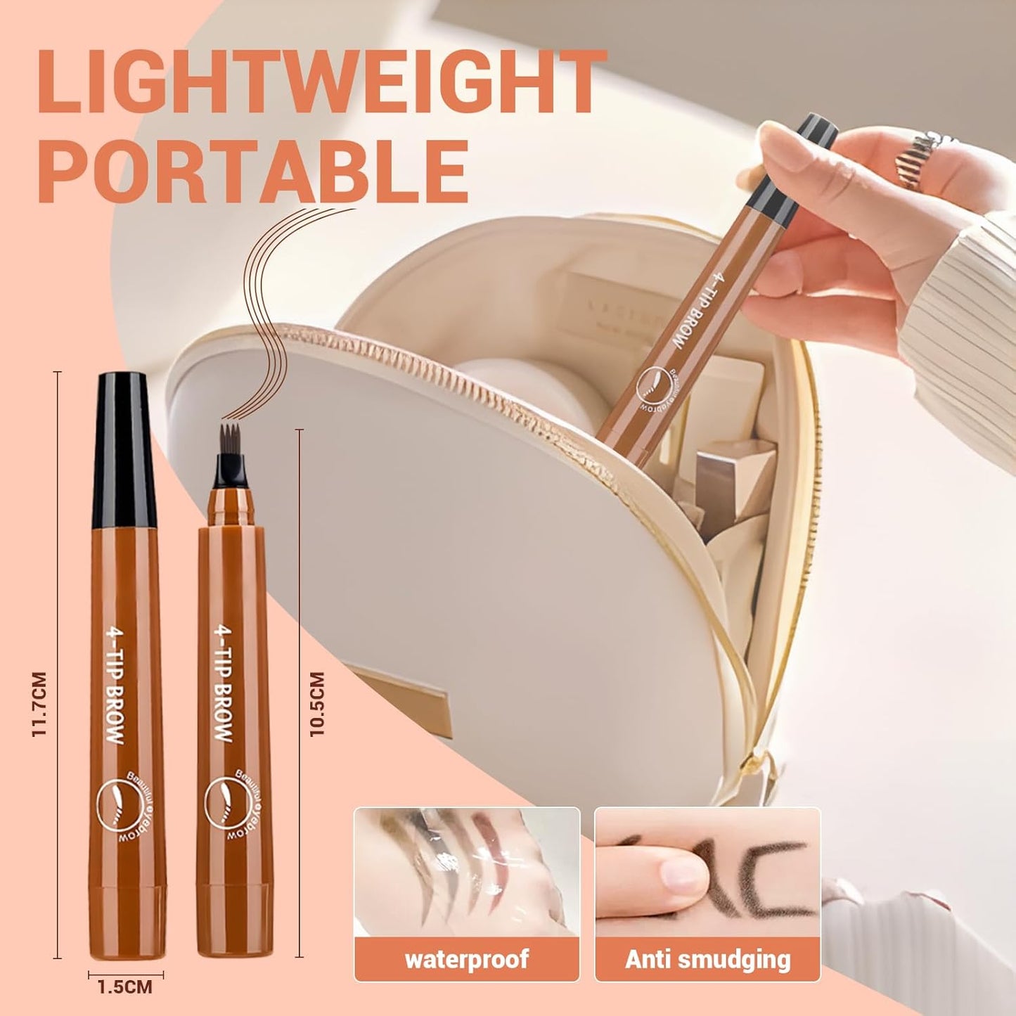 2025 New Magic Eyebrow Pencil, 4 Tipped Precise Brow Pen 3D Waterproof Microblading Contouring Pen Fine Stroke Microblading Eyebrow Pencil Creates Natural (5 Pcs)