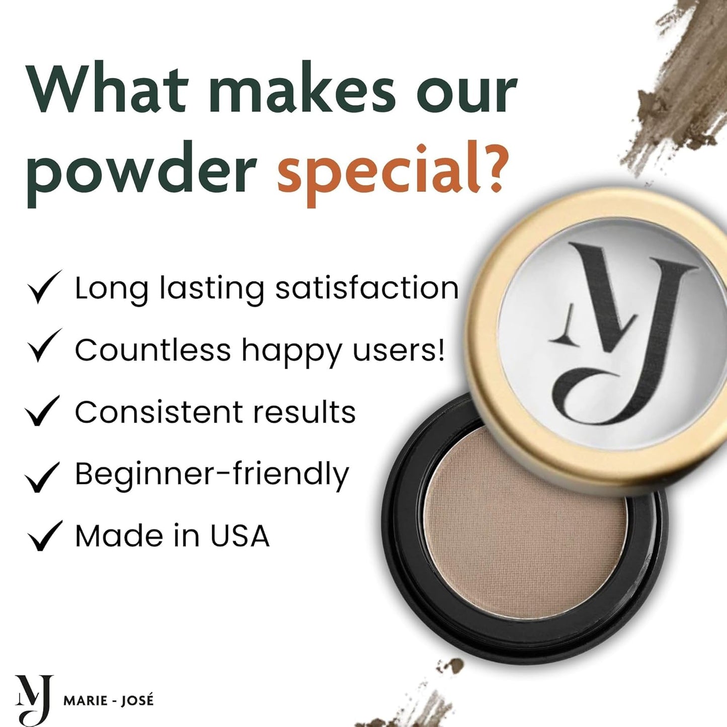 Marie-José Eyebrow Powder - Eyebrow Filler Powder - Effortless All-Day Brow Beauty - Compact Size 0.10oz for Purse or Travel Size - Made in USA (Dark Blonde)