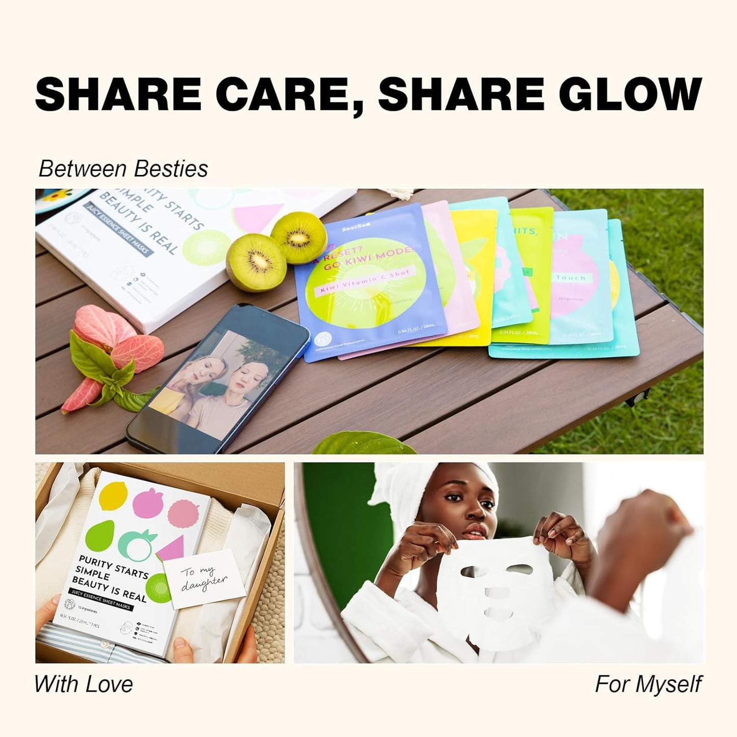 ZealSea Clean Beauty Face Masks Skincare, Minimalism 15 Ingredients Sheet Mask, Dopamine Color Design Facial Mask, Sleepover & Slumber Spa Party Supplies, Women Teen Girl Gifts Trendy Stuff, 14 Pack