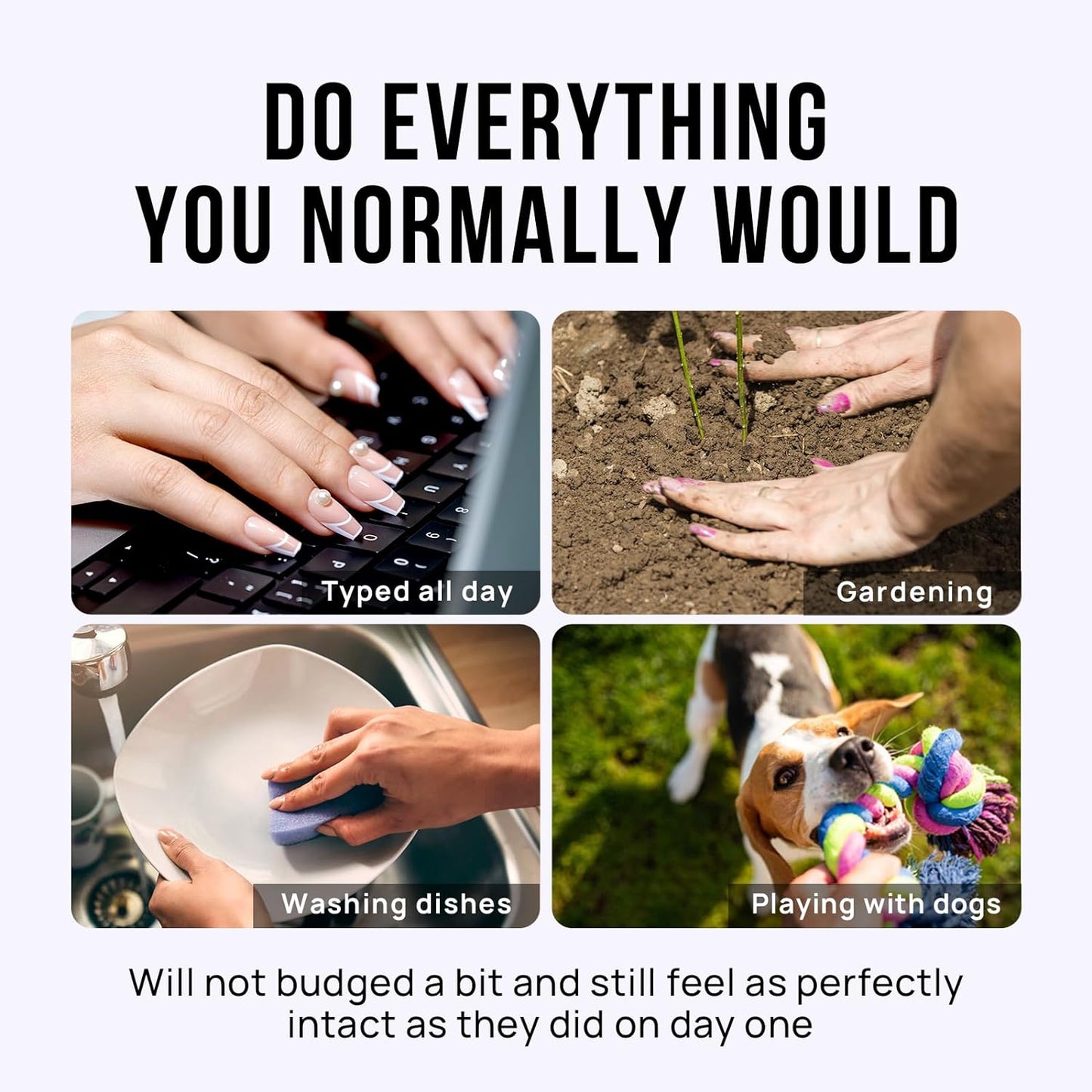 BTArtbox Press on Nails Short Square - Dark Brown Nails with Glossy French Tips in a Matte Finish, Soft Gel Fake Nails Glue On Nails in 16 Sizes for Gift, Coffee Toffee