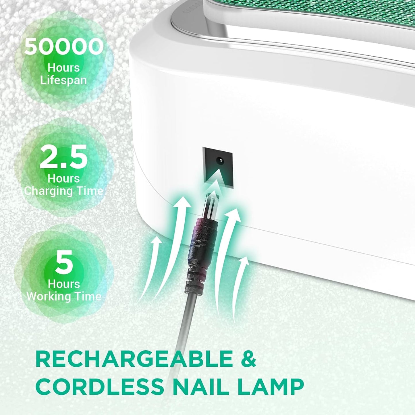 Cordless Nail Lamp, Rechargeable UV Nail Lamp for Gel Nails, LED Nail Lamp with 4 Timer Modes, Gel Nail Light Decorate with Sparkling Nail Rhinestones Diamond (Sparkly Green Diamond)