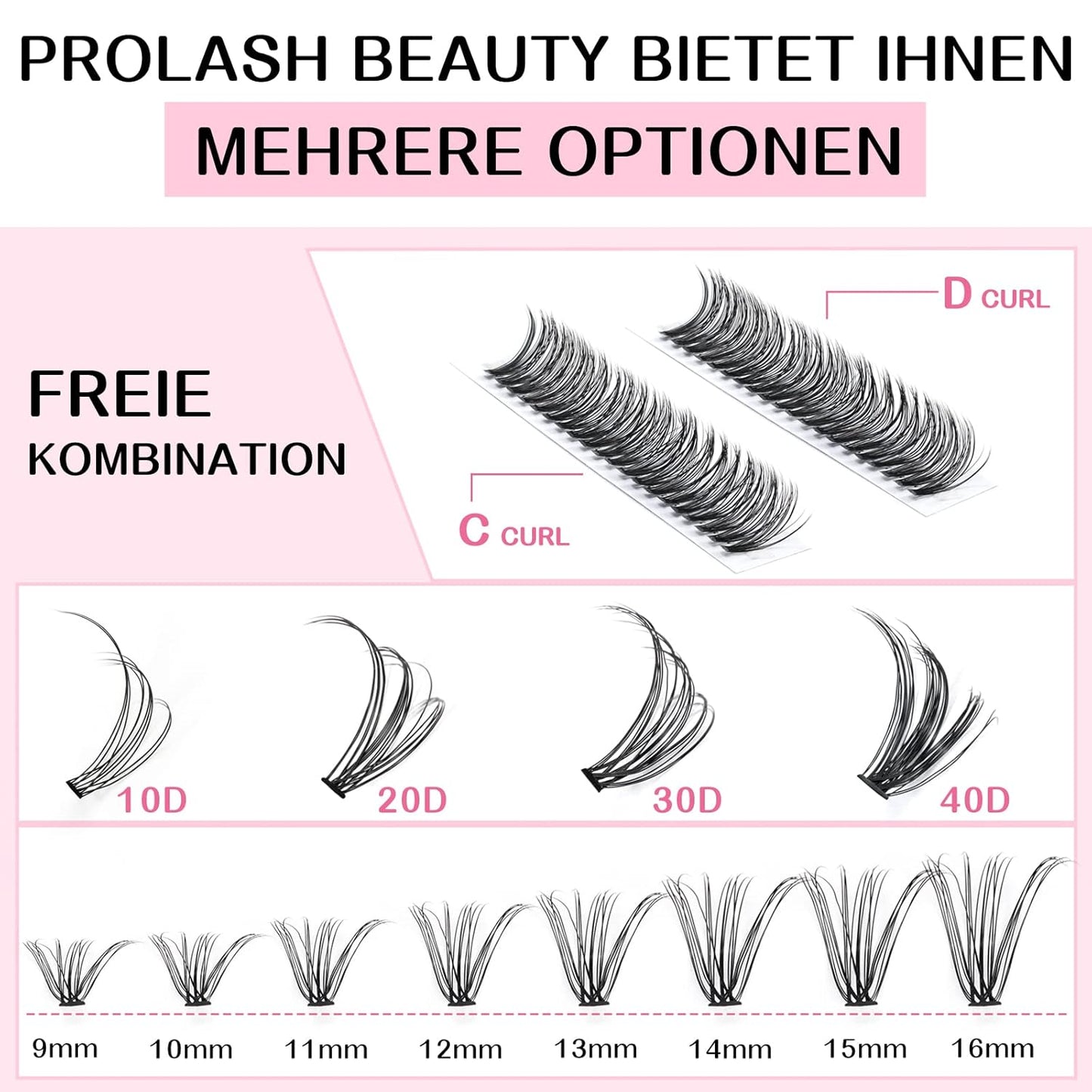 280 Pcs Individual Lashes 30D-C-0.07-9-16mix Cluster Lashes 10D 20D C D Curl Wispy Lashes Bottom Lashes DIY Lashes At Home(30D-C-0.07-9-16mix)
