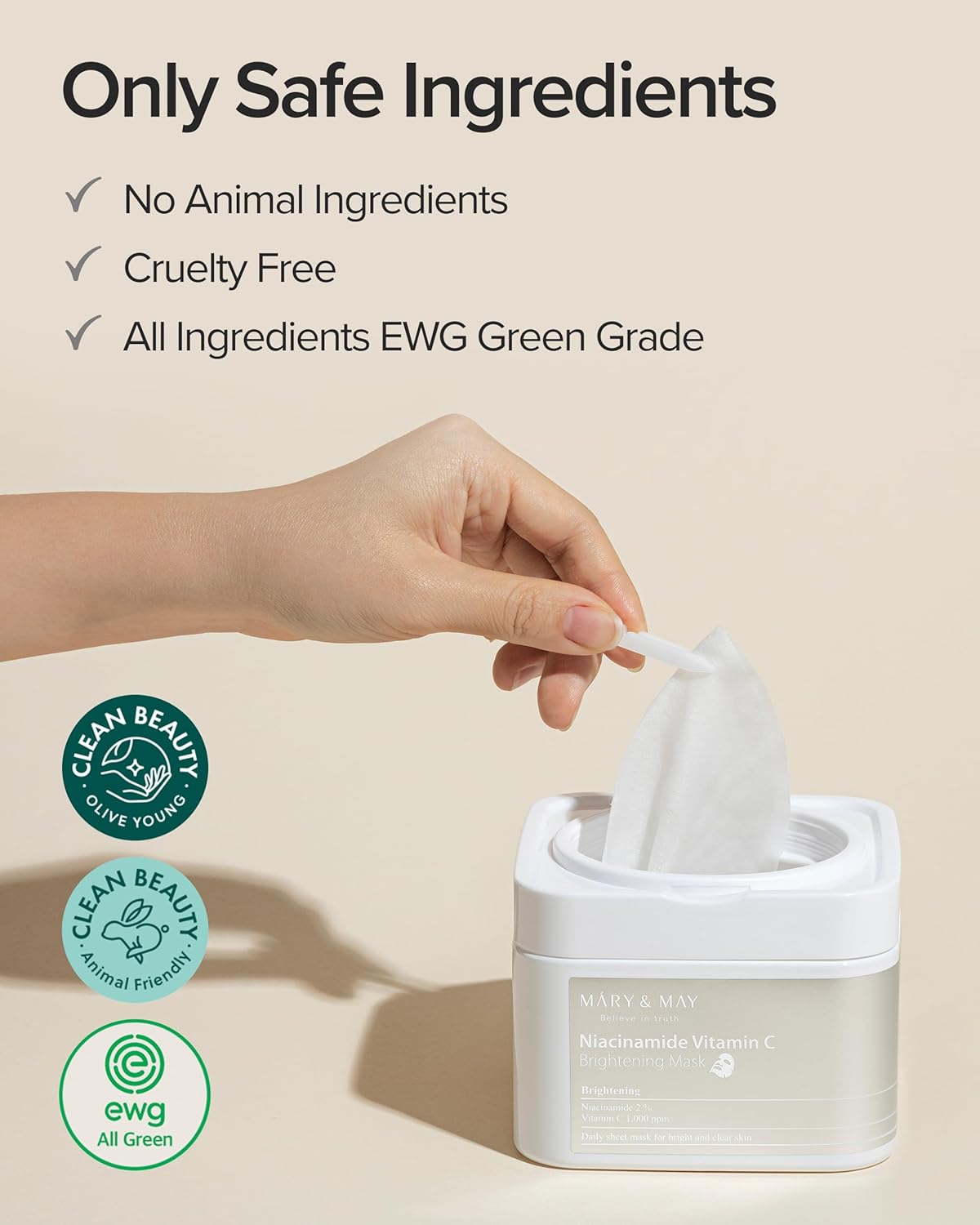 Mary&May Niacinamide Vitamin C Mask | 30 Sheets | Daily Korean Face Mask | Hydrates, Boosts Elasticity, Strengthens Skin Barrier & Reduces Dark Spots | Moisturizing & Firming Sheet Mask