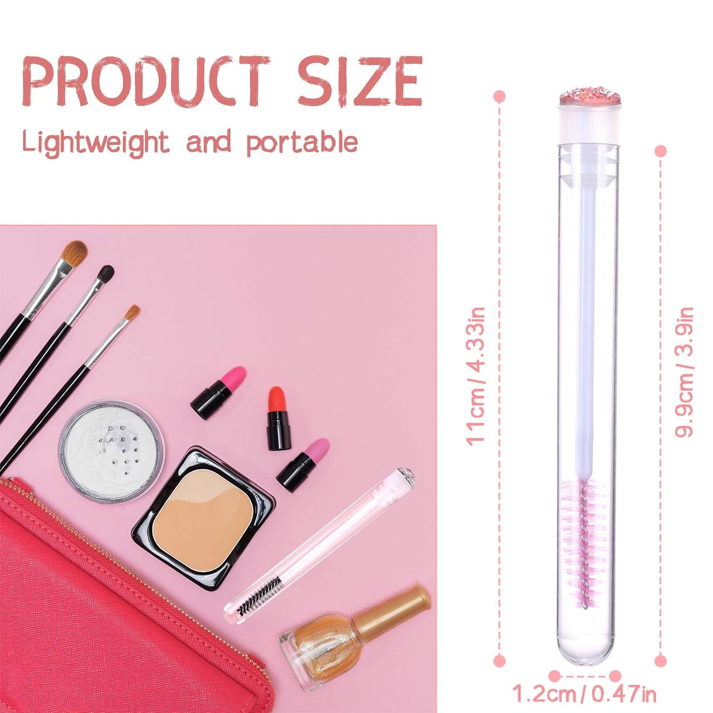 50pcs Eyelash brush Lash Wand Makeup tool Eyelash Extension supplies Cleaning brush Diamond Mascara (50, mix)