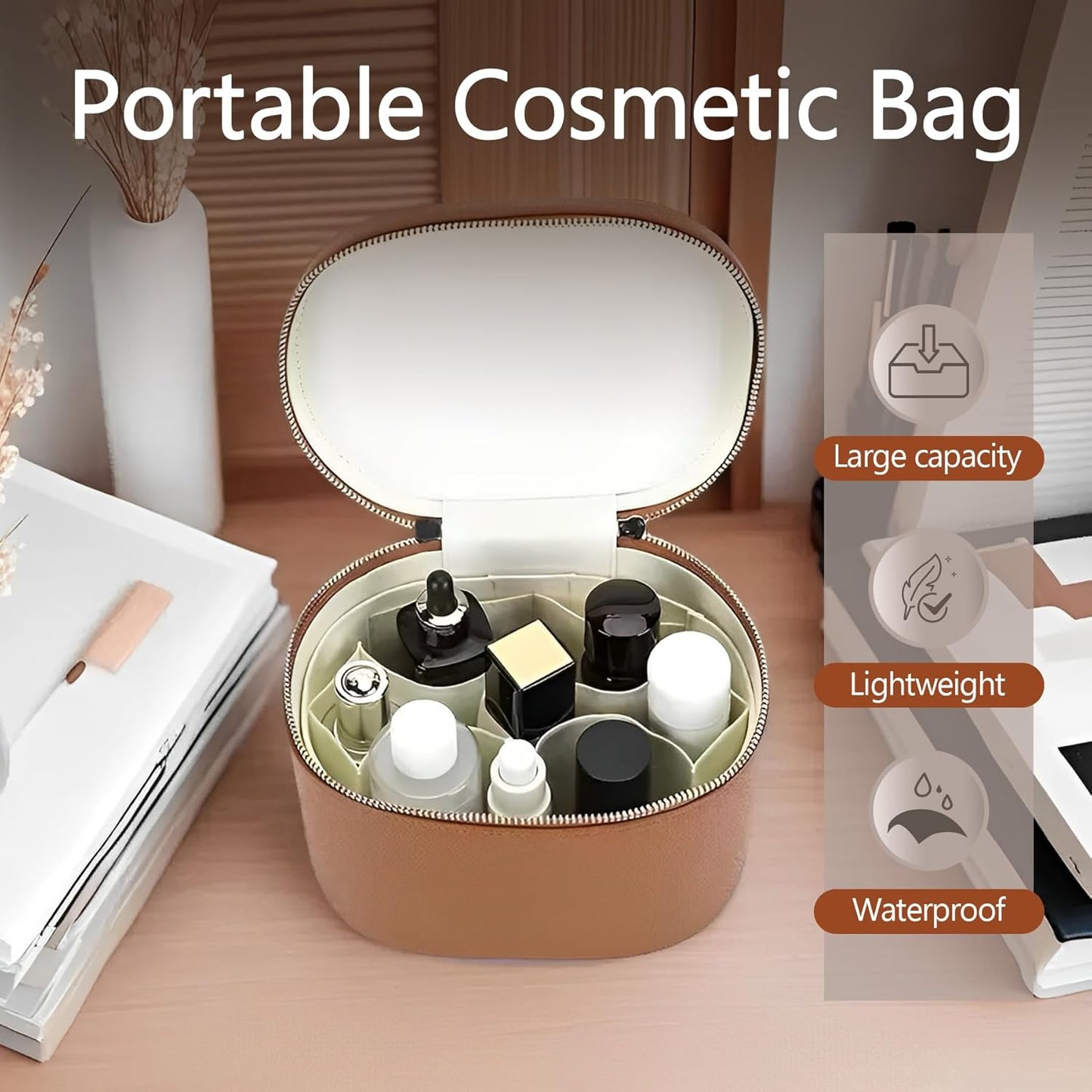 Upgrade Makeup Bag Travel Toiletry Bag Portable Cosmetic Makeup Organizer Bag Detachable Compartments(Black-dark and sophisticated style)