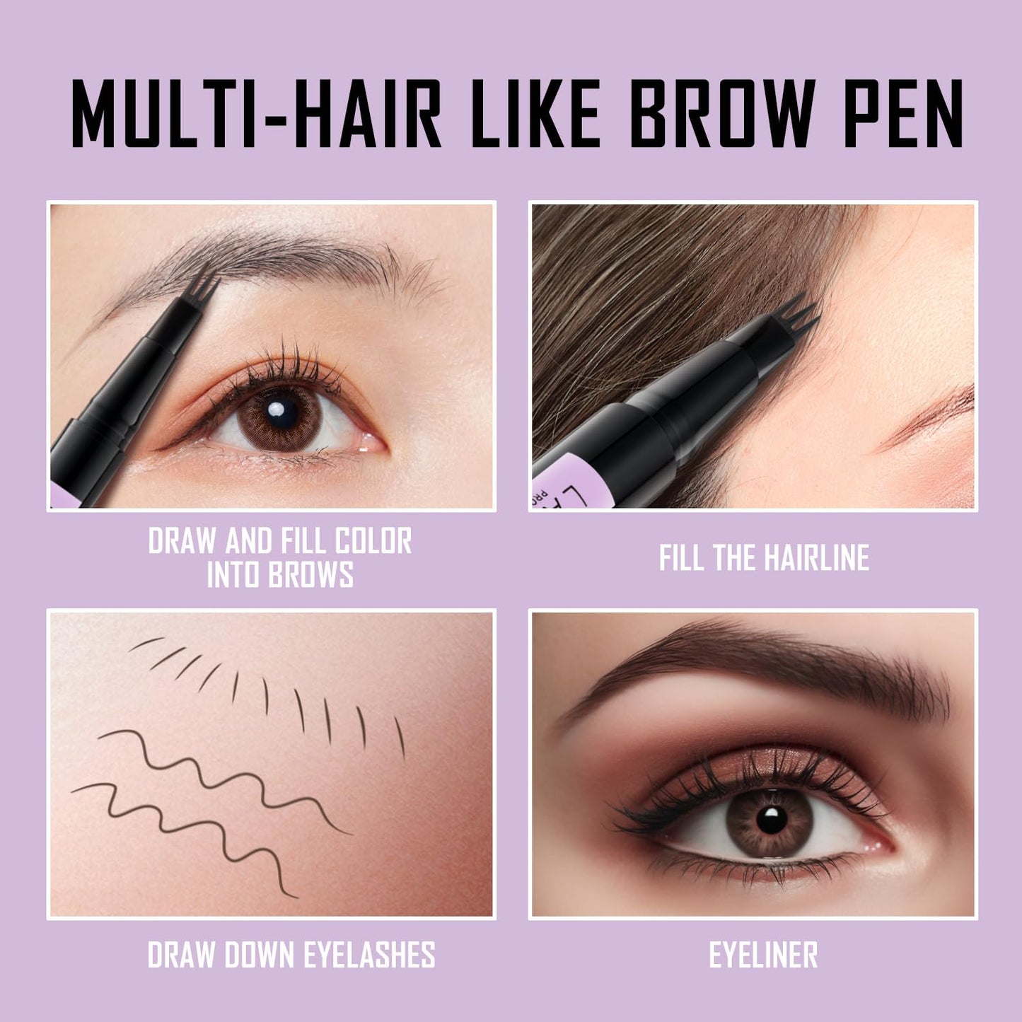 LAVONE Eyebrow Pencil, 2-In-1 Waterproof Eyebrow Pen, with 3 Tip Microblading Eyebrow Pen and Ultra-Precise Brow Pencil, Dual-ended Eyebrow Brush, for Eyebrow Makeup - Dark Coffee