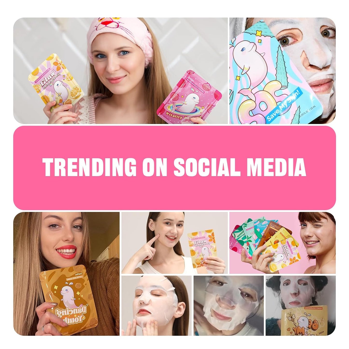 ZealSea Face Masks Skincare, Facial Masks for Women Skin Care, Sheet Masks Beauty with Natural Ingredients, Birthday Party Spa Gift for Kids Teens Girls, Hydrate and Soothe for All Skin Types 7 Pack