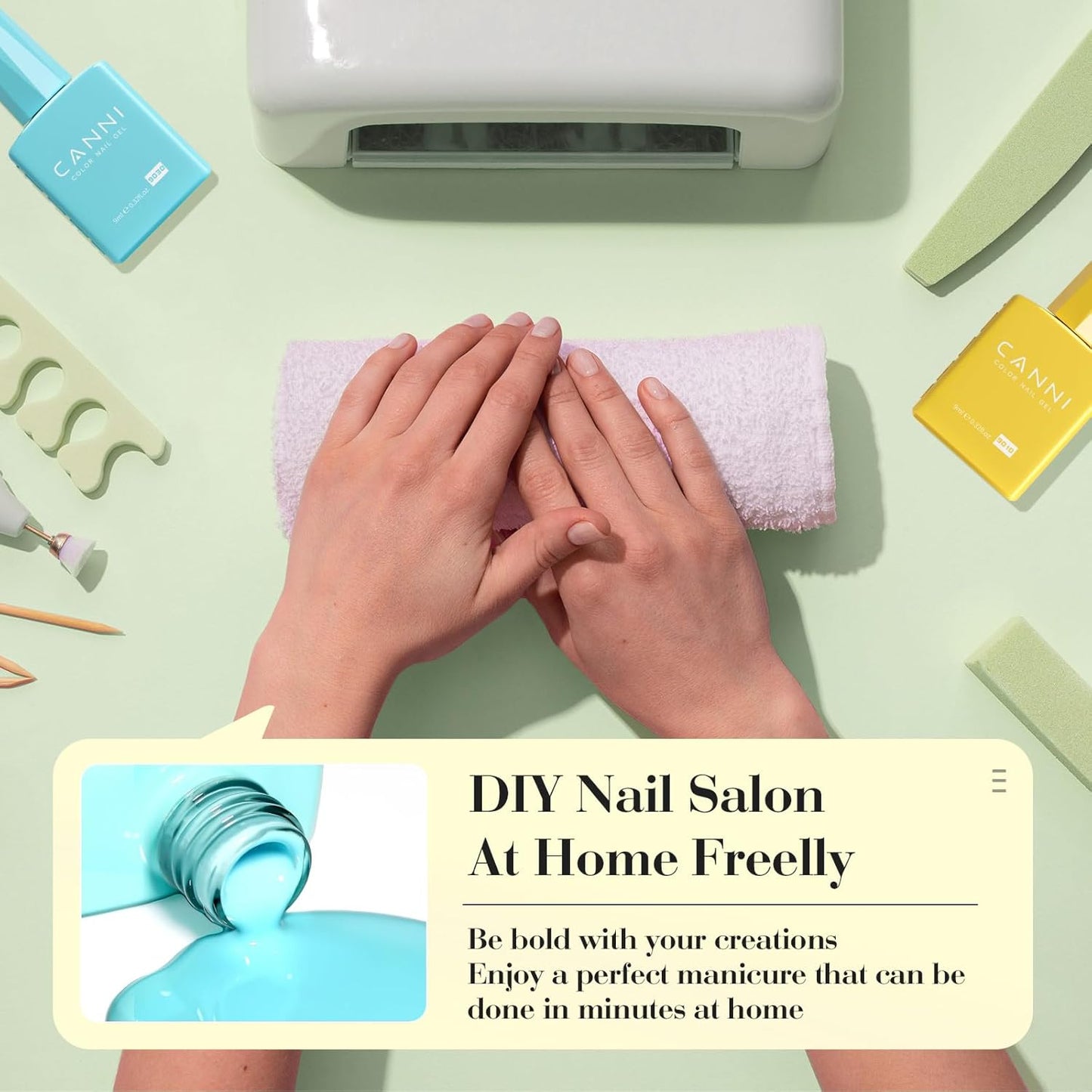 CANNI 9ml Hema-Free Gel Nail Polish Set- 6Pcs White Blue Orange Yellow Colors Gel Polish Kit, Soak Off LED Nail Gel Manicure Kit DIY at Home Salon Gifts for Women Girls