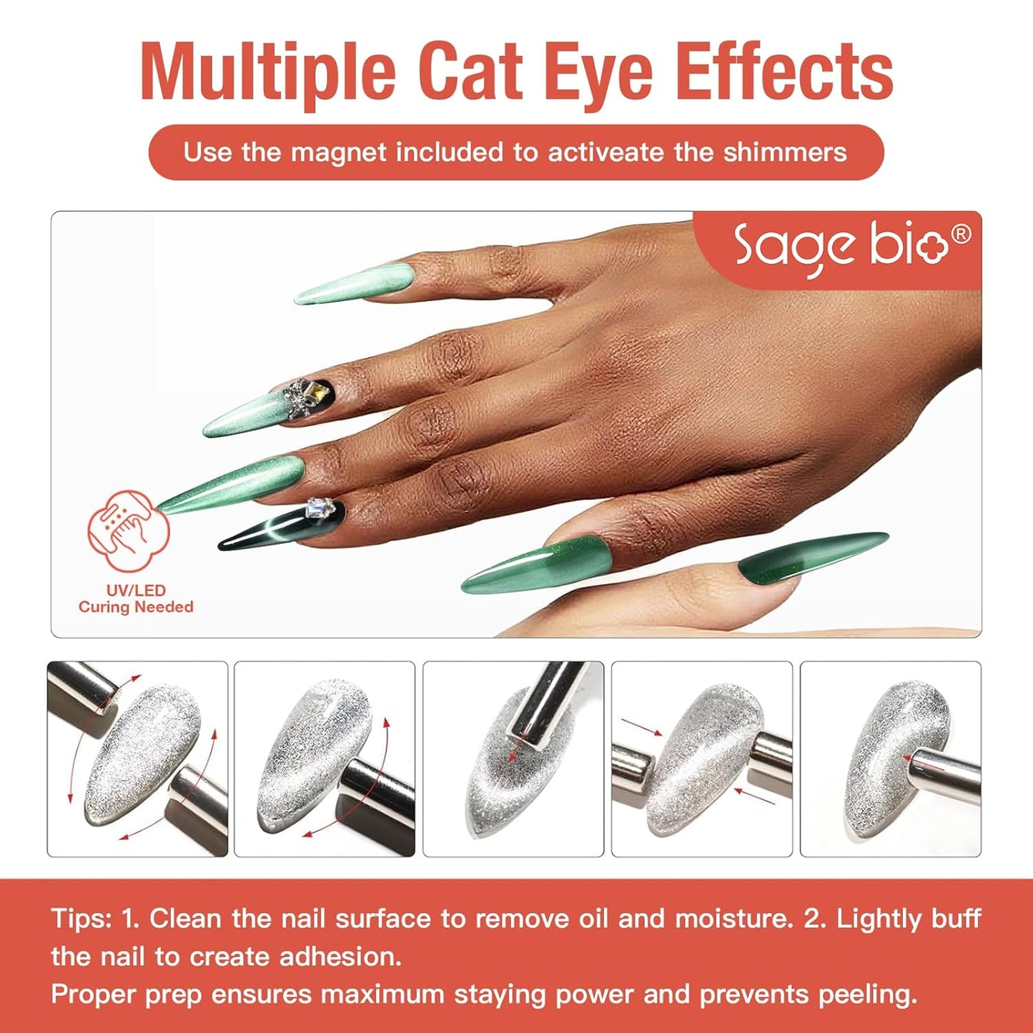 15ml Cat Eye Gel Nail Polish with Magnet Shimmer Glass Bead Effect 16