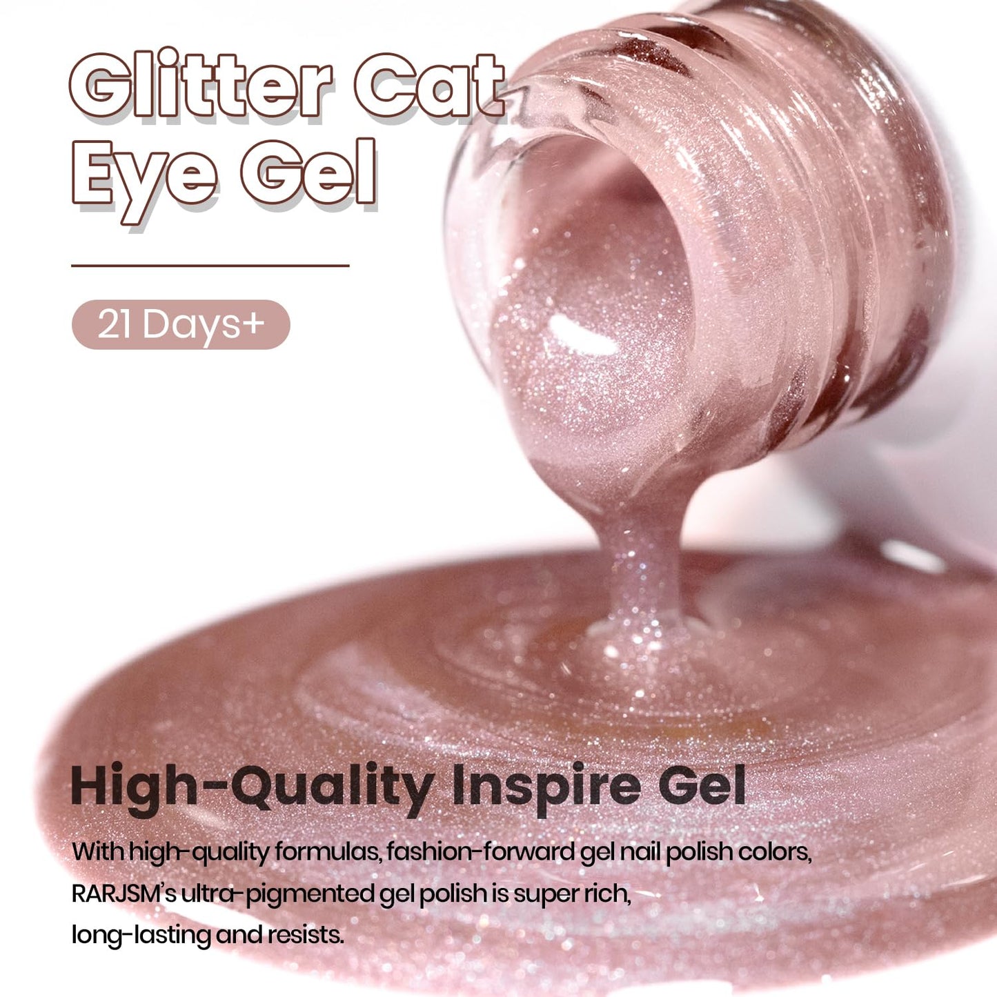 RARJSM Nude Mavue Rose Pink Cat Eye Gel Nail Polish Magnetic Sparkle Silver Ceramic Diamond Shimmer Translucent Sheer Cateye Gel Polish 15ml UV LED Curing Requires Soak Off Home Salon Manicure