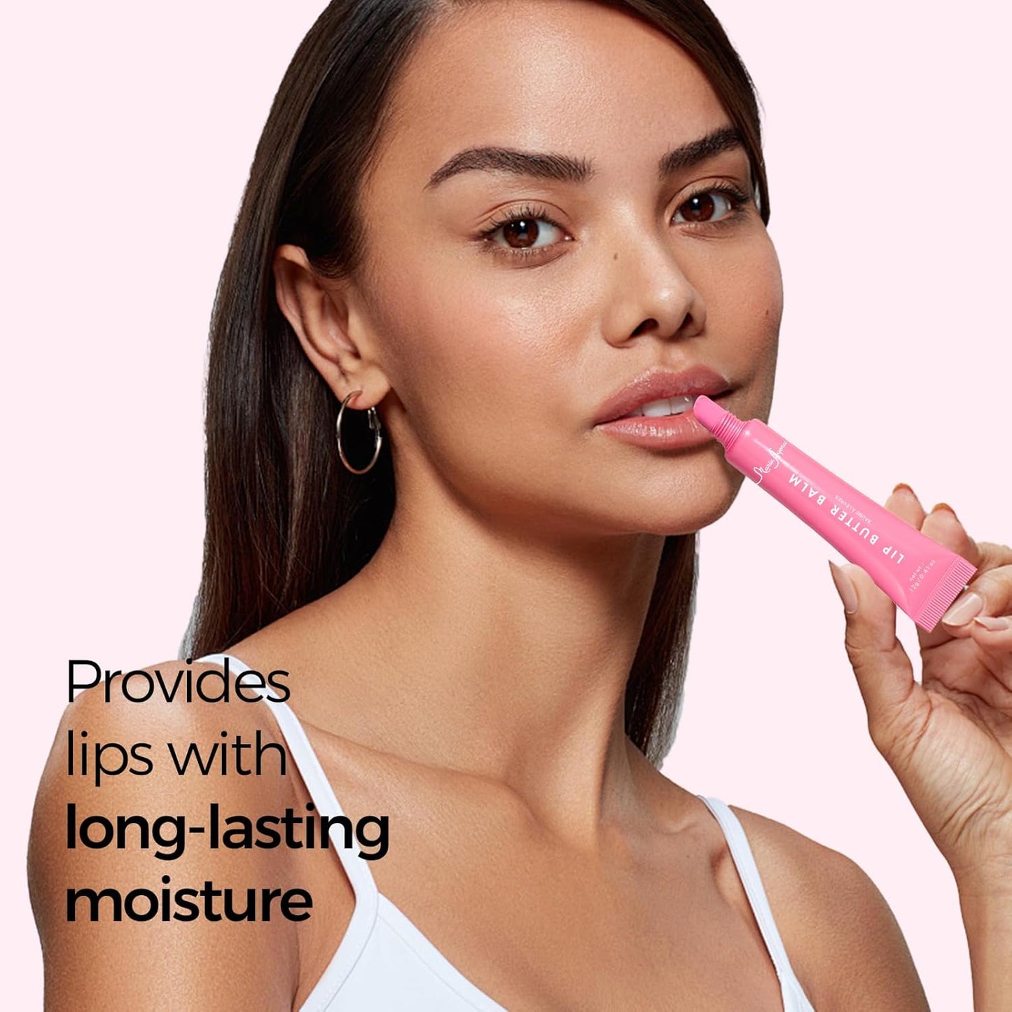 Deep Hydrating Lip Butter Balm | Plump & Nourish with Shea Butter, Vitamin E, Peptides & Hyaluronic Acid | Vegan, Non-Sticky, Anti-Aging Lip Treatment Care (Sheer Pink-Unscented)