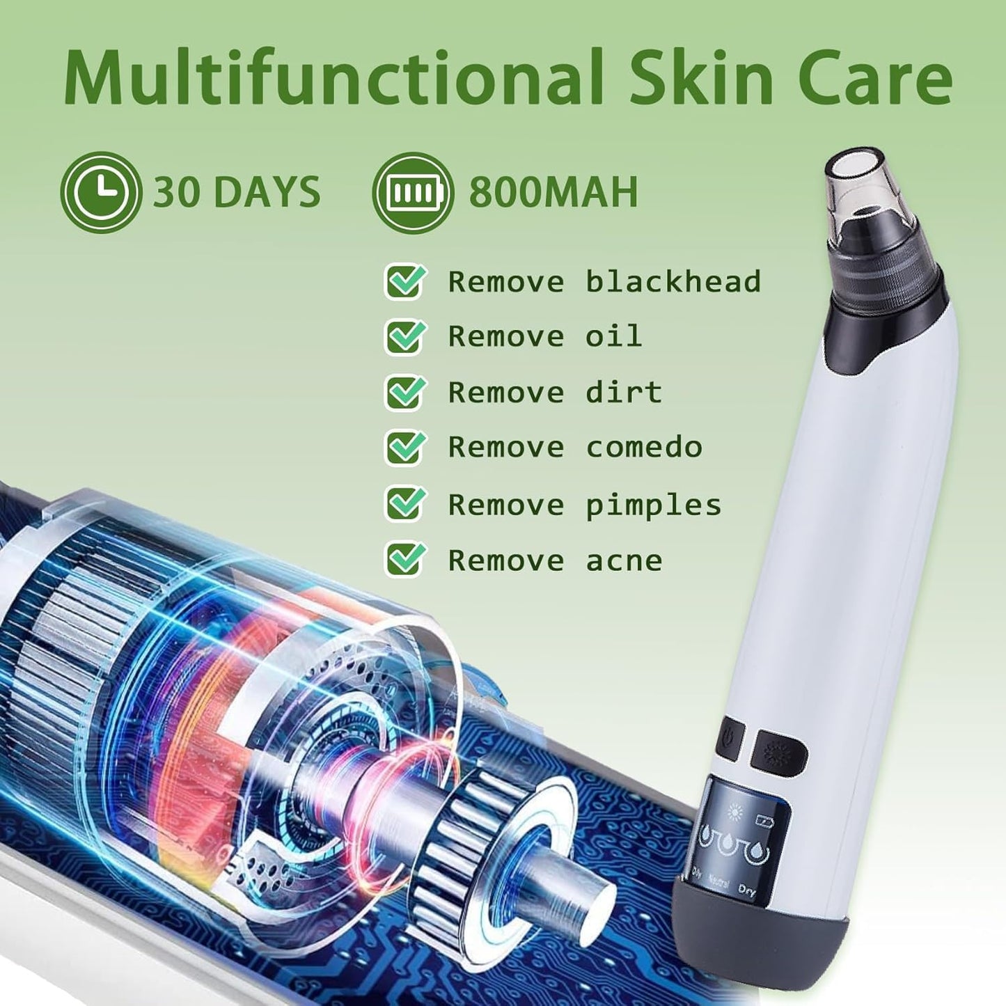 Blackhead Remover Pore Vacuum - Facial Pore Cleaner with 3 Adjustable Suction Levels, 4 Blackhead Removal Tools, Electric Acne Extractor Tool for Women & Men